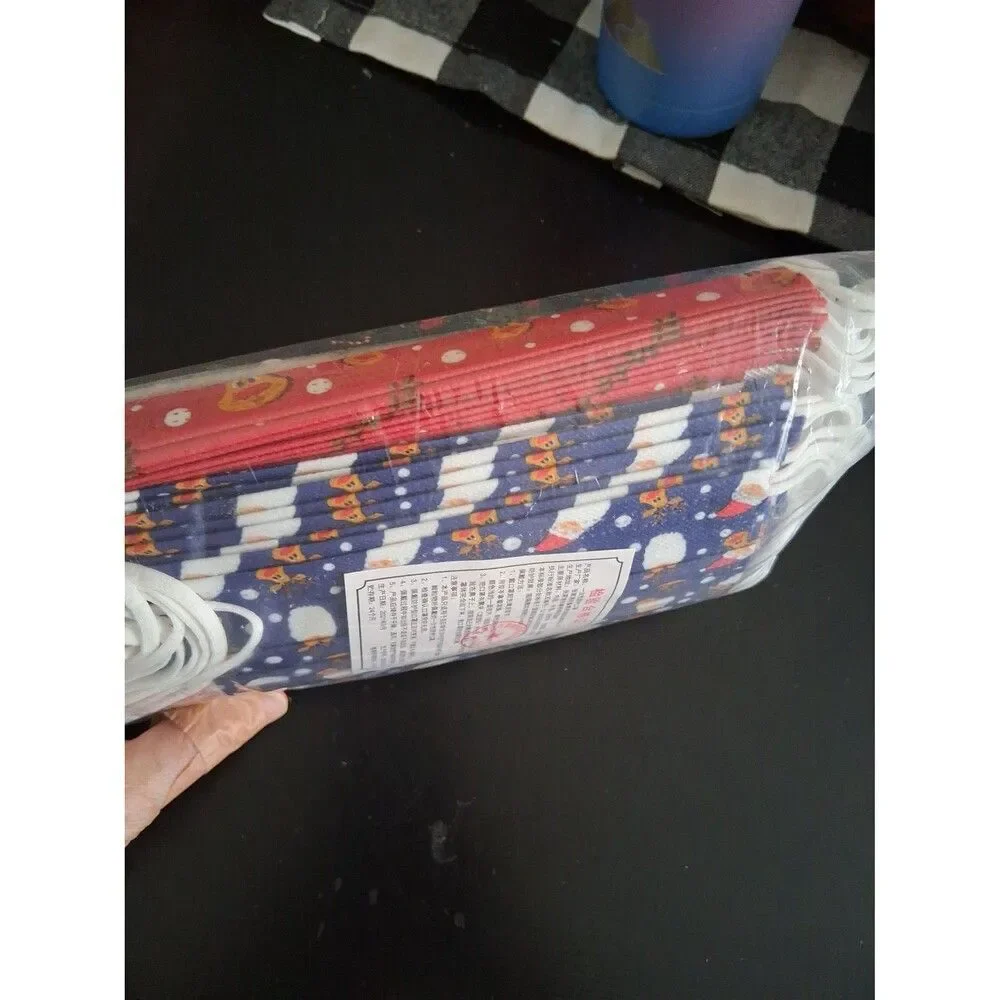 Christmas Face Mask Adult 50 Pieces Santa Reindeer Ornaments NWT